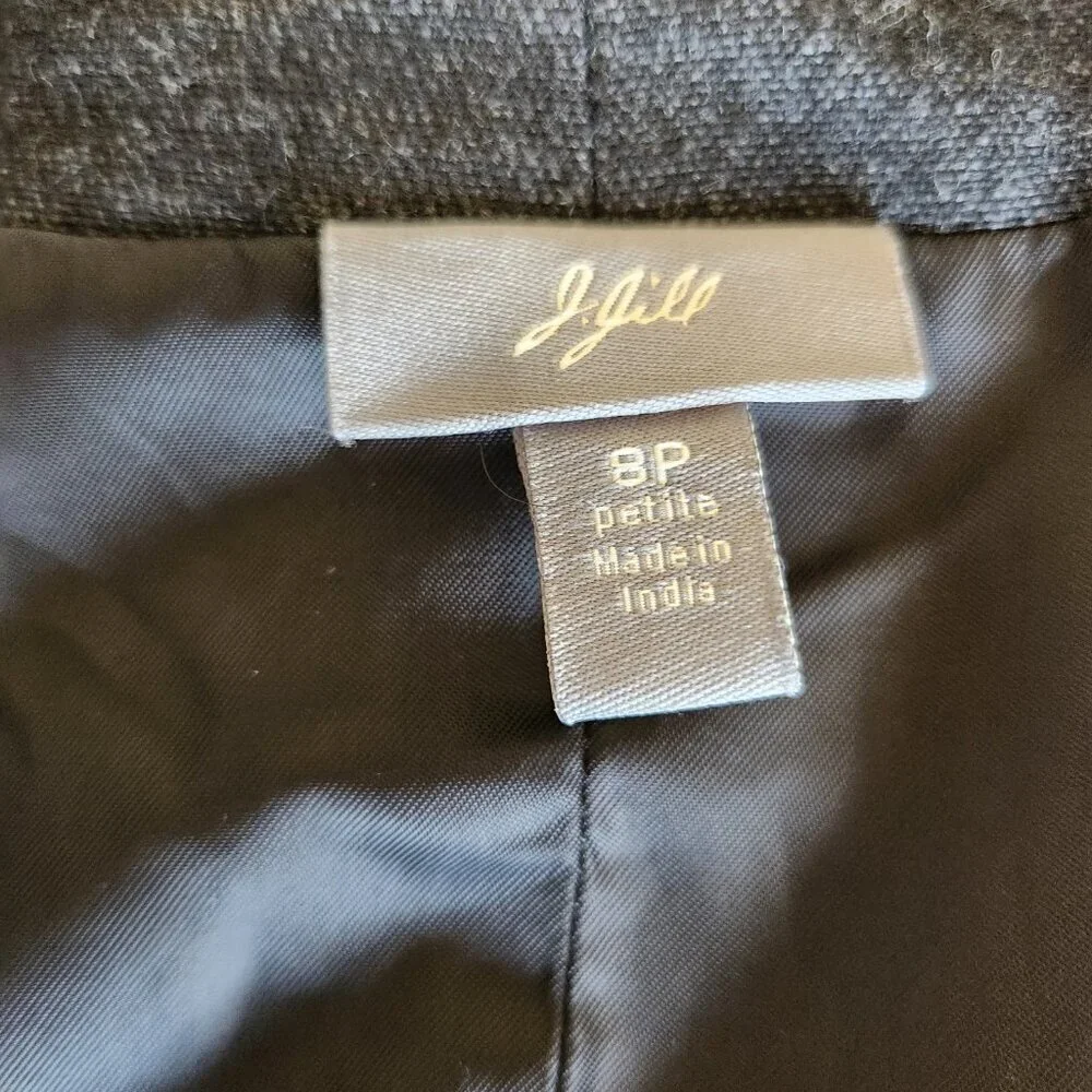 J Jill Women's Size 8P Black Unstructured Wool Blend Asymmetrical Jacket Blazer